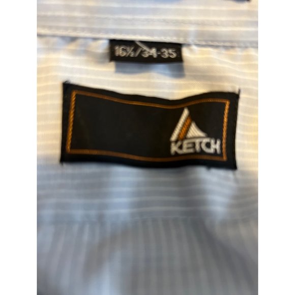 VINTAGE Ketch Dress Shirt Light Gray Pin Strip Single Stitch Button Down 16.5 - Picture 7 of 9